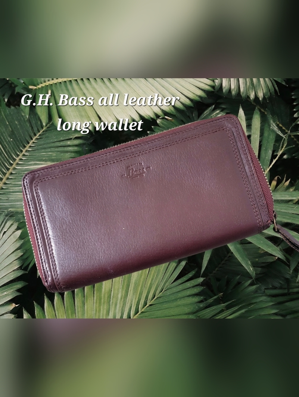 G.H. Bass All Leather Long Wallet - Burgundy EUC